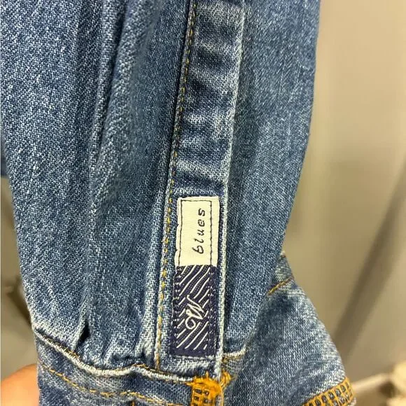 RARE Vintage Oversized Wrangler Denim Hoodie Jacket 90s Macau 100% Cotton L - Picture 5 of 11